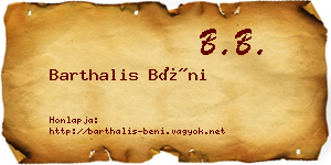 Barthalis Béni névjegykártya